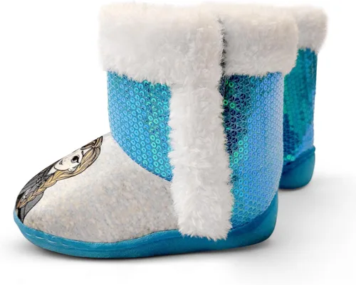 Vista 5 de Disney Frozen Anna & Elsa Blue - Pantuflas iluminadas para niña (niña)