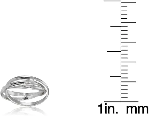 Vista 4 de Hoops & Loops Anillo triple entrelazado de plata esterlina pulido, Metal