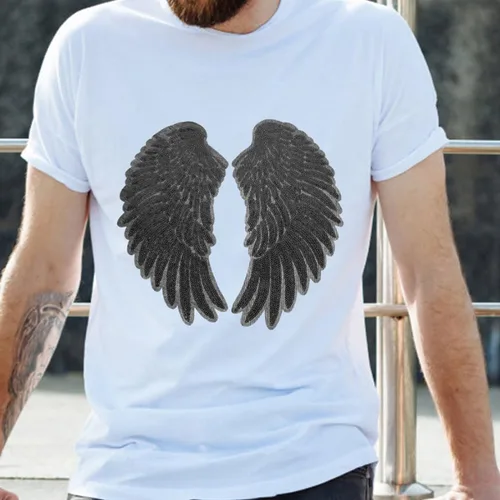 Vista 9 de 2pcs Black Sequin Angel Wing Patches Embroidered Applique DIY Clothing Decor Craft Accessories for Jackets and Garments