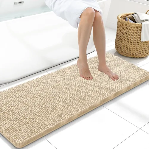Vista 34 de Arotive Alfombras de baño de felpilla extrasuaves y absorbentes, de 24 x 16 pulgadas, lavables a máquina, parte trasera de goma antideslizante