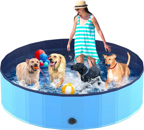 Vista 13 de Niubya Piscina plegable para perros, piscina plegable de plástico