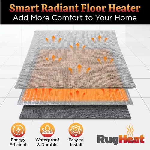 Vista 2 de Alfombrilla Calefactora Portátil para Suelo, Pequeña (22x34 pulgadas) Se Adapta Debajo de una Alfombra de 2' x 3', Calentador de Pies Almohadilla