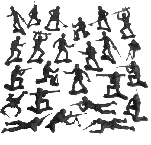 Vista 4 de TimMee Soldados de plástico del ejército - 48 figuras de juguete de soldados negros - Fabricado en EE. UU