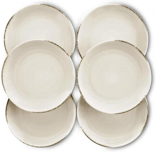 Vista 11 de MORA Platos de Ensalada de Cerámica en Espiral Set de 6, Plato de 8 Pulgadas de Porcelana en Espiral para Cocina, Cena Pequeña, Almuerzo, Aperitivo