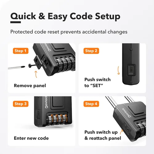 Vista 9 de Candado de Combinación de Grillete Largo de 2.76 Pulgadas para Exteriores e Interiores Resistente, Resistente a la Intemperie, Seguridad de 4