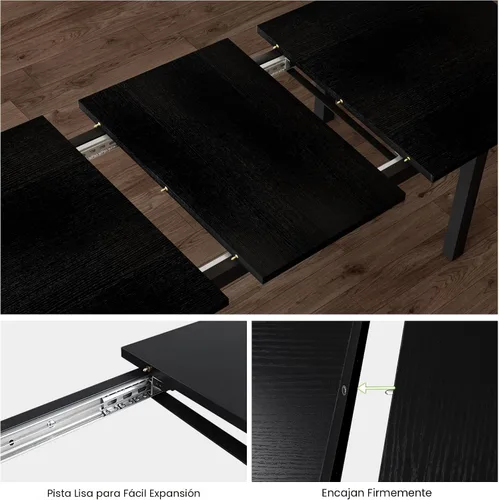 Vista 5 de Feonase Juego de mesa de comedor de 5 piezas para 4-8 personas, juego de mesa de cocina grande extensible de 63 pulgadas con 2 bancos y 2 taburetes