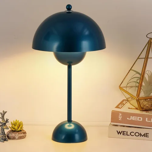 Vista 12 de Lámpara de mesa moderna Mid-Century Bud para dormitorio, con certificación Verde cazador