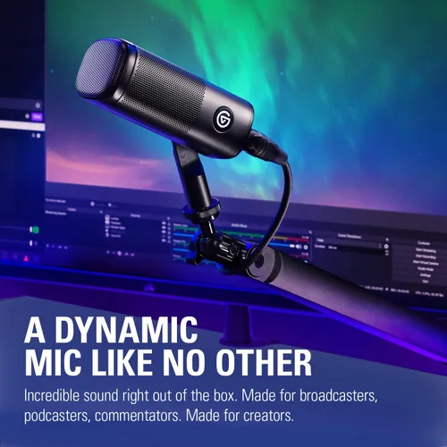 Vista 2 de Elgato Wave DX - Micrófono XLR dinámico, patrón cardioide, rechazo de ruido, optimizado para podcasting, streaming, transmisión, no requiere