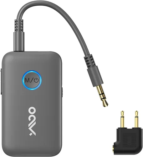 Vista 10 de YMOO Adaptador Bluetooth de avión para AirPods, transmisor Bluetooth receptor para TV, con aptX adaptativo y baja latencia, adaptador de audio