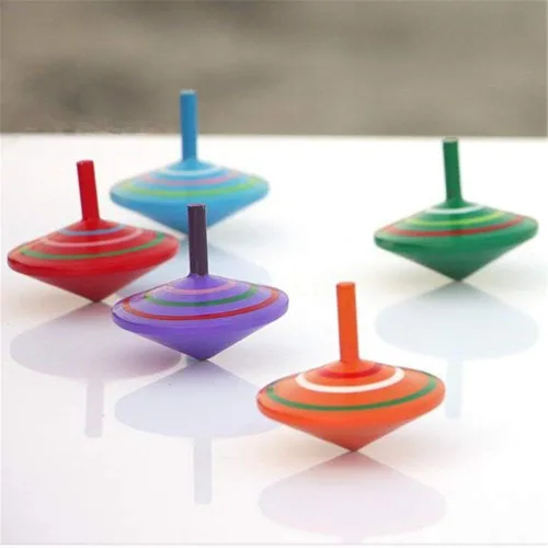 Vista 5 de GoodPlay Giroscopio, 3 unids/set hecho a mano pintado madera spinning Tops, juguetes educativos de jardín de infantes