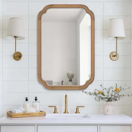 Vista 7 de Espejos de Baño de Madera para Montar en la Pared, 16" x 20" Marco de Madera Rústica Espejos de Pared Decorativos para Sala de Estar o Dormitorio