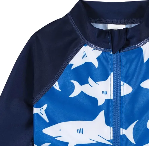 Vista 2 de Gerber Boys' Toddler Long Sleeve One Piece Sun Protection Rashguard Swimsuit