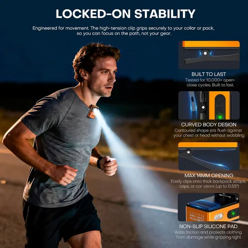 Vista 3 de Linterna UV EDC recargable con clip en luz RGB con 4 fuentes de luz, 14 modos de carga USB-C, luz magnética impermeable con sensor de gestos