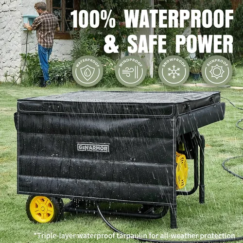 Vista 2 de GenArmor Cubiertas para Generadores Mientras Funcionan, Lonas para Generadores 100% Impermeables de Servicio Pesado, Carpa para Generador, Carcasa