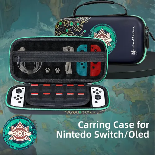 Vista 5 de BRHE Switch Case,Carrying Case for Nintendo SwitchSwitch OLED,with 10 Game Card Slots Protective Hard Shell Travel Carrying Case Pouch for Console &