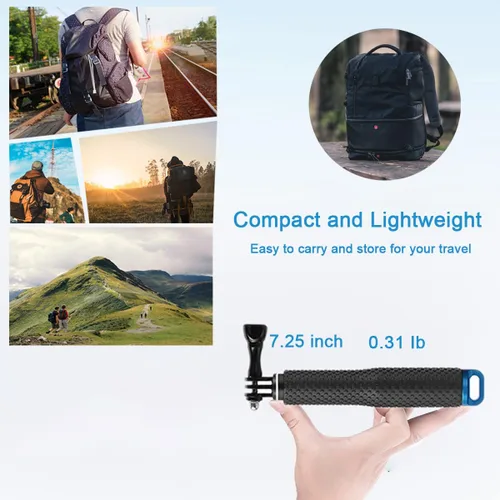 Vista 4 de Selfie Stick, 19 "extensión impermeable agarre de mano ajustable monopod poste para GoPro Hero 13 12 11 10 9 8 7 6 5 4 3+ 3 Session Hero (2018)