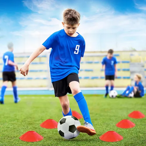 Vista 5 de Juego de porterías de fútbol para niños para patio trasero – 2 de 4 x 3 pies, equipo portátil de entrenamiento de portería de fútbol, red de fútbol