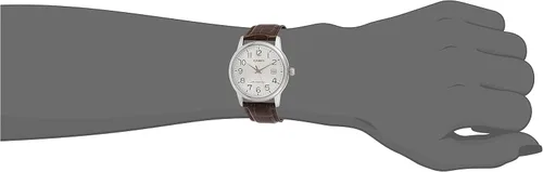 Vista 6 de Casio #MTP-V002L-7B Reloj analógico estándar de cuero para hombre, fácil de leer, fecha de día, plateado, Informal, clásico