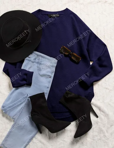 Vista 6 de MEROKEETY - Suéter tejido de manga larga y cuello redondo para mujer, unicolor, sin botones y de ajuste grande