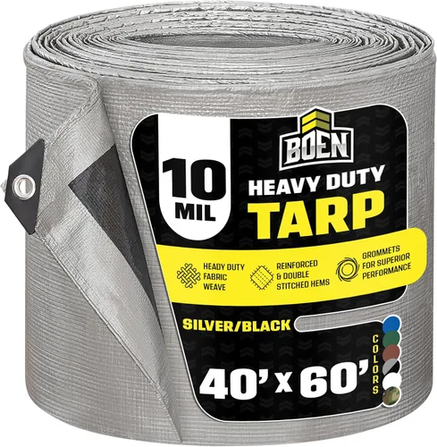 Vista 44 de Lona resistente impermeable Marrón/plata, 6' x 8' de 10 mil de grosor Lonas a prueba de rasgaduras Material de tejido grueso, resistente a