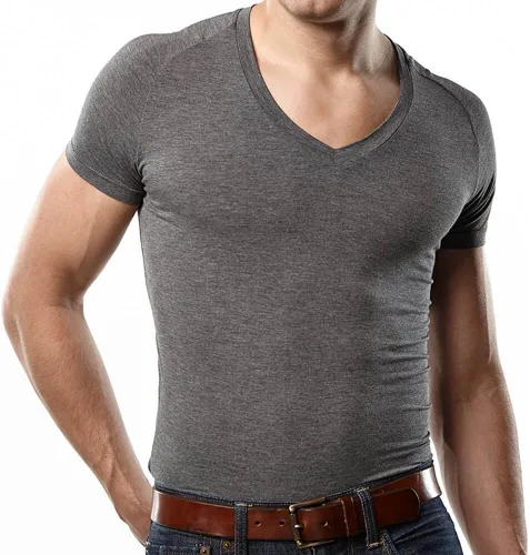 Vista 4 de Mr. Davis - Camiseta interior de bambú con cuello en V para hombre, 4