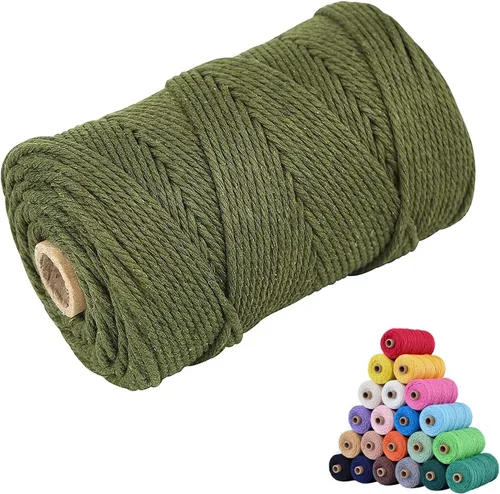 Vista 26 de Cordón de algodón para macramé 3mm x 109 yardas, cuerda de macramé natural color beige, suministros perfectos de algodón para macramé, para hacer