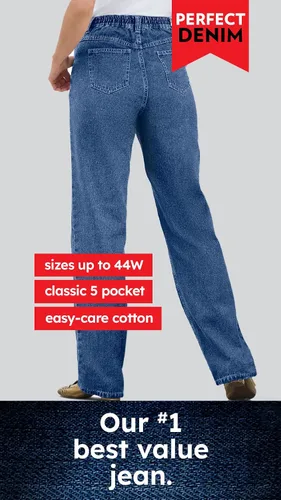 Vista 5 de Woman Within Jeans elásticos de algodón perfecto para mujer, talla grande