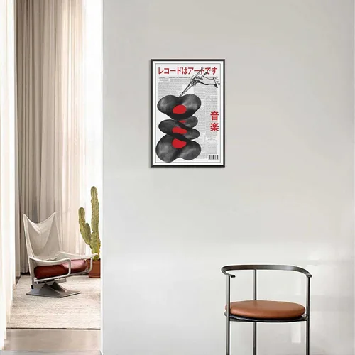Vista 4 de Póster de lienzo de álbum de música vintage japonés, arte de pared retro, arte de pared divertido de moda, álbum de música japonés, impresión