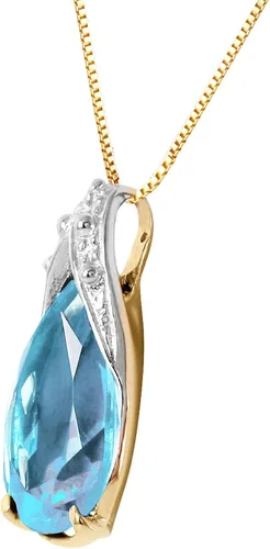 Vista 2 de Galaxy Gold GG Collar de oro macizo de 14 quilates con colgante de topacio azul natural de 6 quilates (CTW)