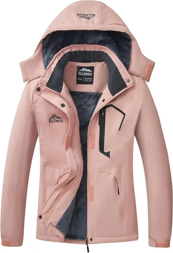 Vista 10 de ELLSWOS - Abrigos de invierno para mujer, resistentes al agua, chaqueta de esquí, abrigos cálidos para la nieve, cortavientos, impermeable