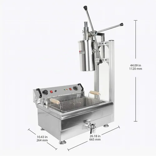 Vista 2 de ALDKitchen Máquina para hacer churros Fabricante español de donas Control manual (Churro Maker con freidora)