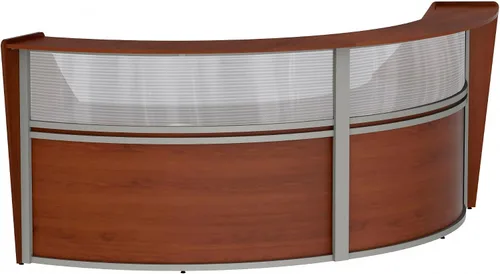 Vista 27 de Linea Italia Oficina curvada, transparente, fácil de montar, mostrador de recepción de 3 paneles para vestíbulo, salón, 142 x 71 pulgadas