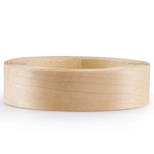 Vista 2 de Skelang Chapa de madera de abedul 1-1/2" x 26', cinta de borde de madera con adhesivo, tira flexible de encolado de cantos de madera
