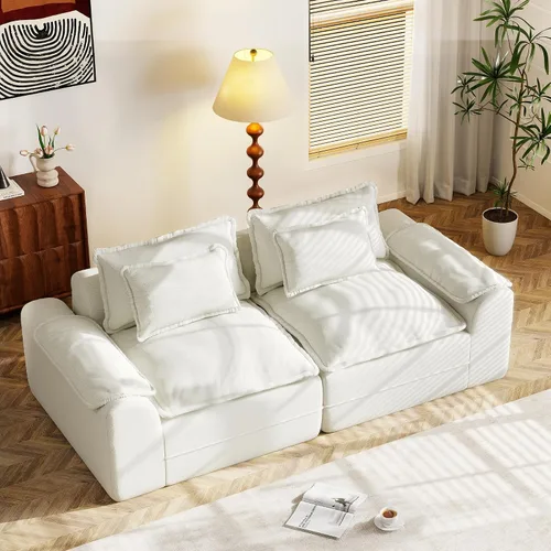 Vista 23 de Hobestluk Cloud - Sofá individual de espuma viscoelástica con asiento profundo, sofá en forma de L con funda extraíble, sofá grande para sala