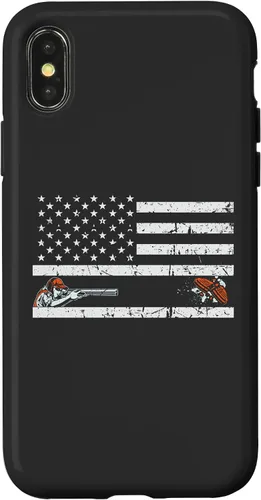 Vista 5 de Funda para iPhone 16 Orgullosa Bandera Americana Retro - Skeet Trap Clay Shotgun Shooting Case