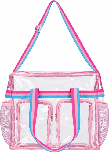 Vista 10 de ZENPUNK Bolsas transparentes aprobadas para estadios con cierre de cremallera, bolsa cruzada con correa ajustable Gris
