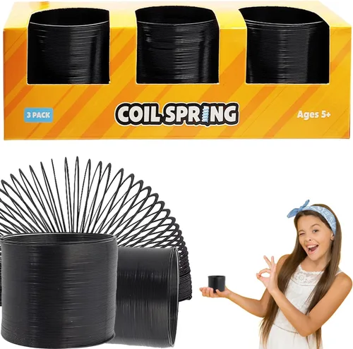 Vista 6 de The Dreidel Company Muelle helicoidal de metal negro, rellenos de bolsas de golosinas, recuerdo de fiesta para niños, variedad de 2.4 pulgadas