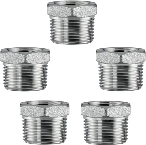 Vista 11 de Adaptador de acero inoxidable de 1 pulgada macho NPT a 1/2" hembra NPT reductor hexagonal buje adaptador de montaje de tubería (paquete de 5)