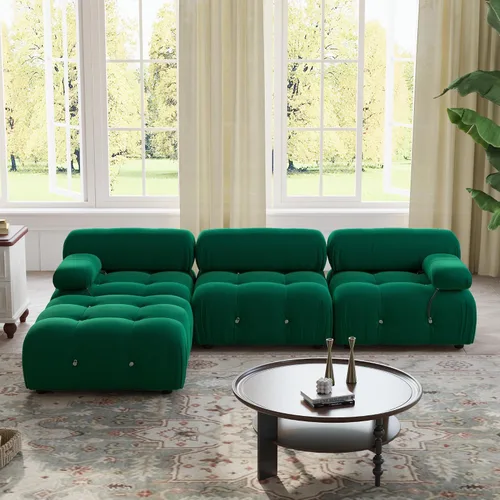 Vista 24 de WJShome Sofá modular modular de 103.95 pulgadas, sofá convertible de terciopelo de 3 plazas minimalista para sala de estar, sofá moderno y grande
