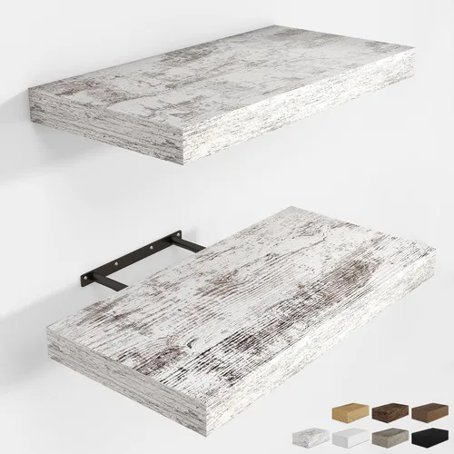 Vista 50 de RICHFOCUS Estantes flotantes de 8 pulgadas para estantes cuadrados de pared para dormitorio, cocina, baño, estante flotante de madera rústica