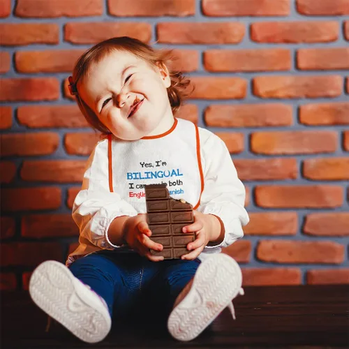 Vista 3 de Baberos para niños pequeños y bebés, divertidos Yes I'm Bilingual Can Cry in English & Spanish Baby Cotton Baby Items for Baby Girl & Boy White