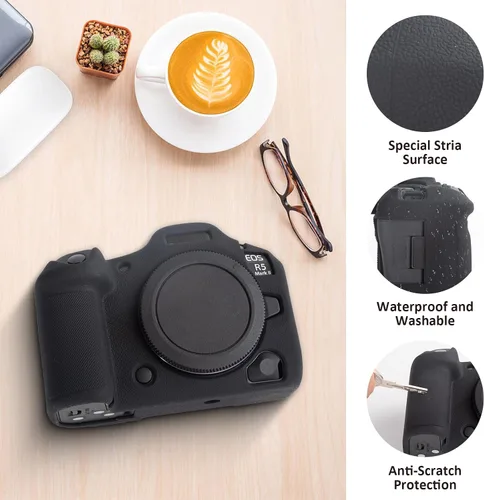 Vista 6 de MUZIRI KINOKOO Funda de silicona compatible con cámara digital Canon EOS R5 Mark II, goma blanda EOS R5 Mark II/EOS R5 II, funda protectora