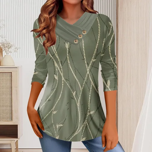 Vista 4 de Women's Plus Size Button V Neck 2023 Casual Loose Tee Tops Tie Dye Basic Shirts Trendy Cute Slim Fit Dressy Blouses