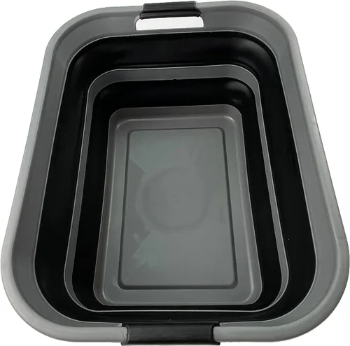 Vista 8 de SAMMART Cesta plegable de plástico para la ropa sucia de 42 litros, contenedor de almacenamiento plegable y organizador, tina de lavado portátil