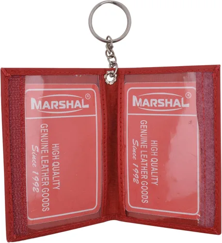 Vista 3 de Marshal Tarjetero de piel de cordero auténtica con llavero para tarjetas de crédito