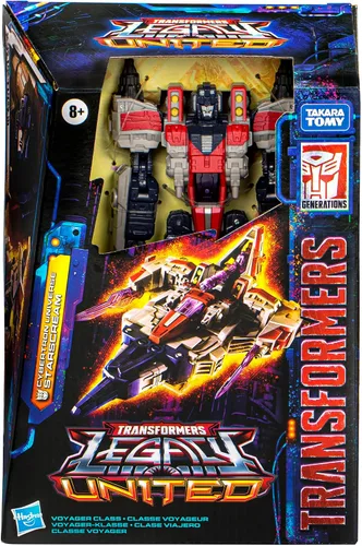 Vista 2 de Transformers Legacy United Voyager Class Cybertron Universe Starscream, figura de acción convertible de 7 pulgadas, para niños de 8 años en adelante