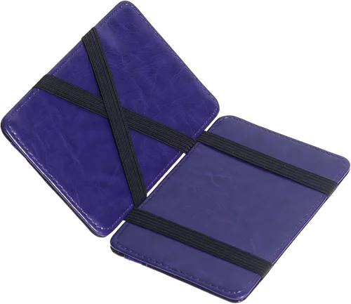 Vista 8 de Cartera delgada minimalista de cuero con clip mágico para hombre Negro