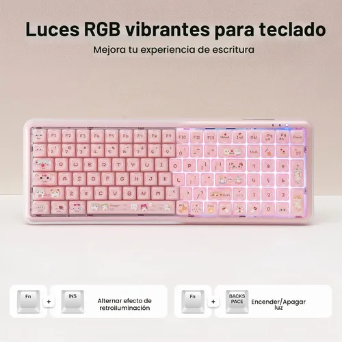 Vista 6 de MechLands X Maorbeng X100 PRO - Teclado de membrana para juegos con teclado numérico, retroiluminación RGB, teclado inalámbrico de computadora