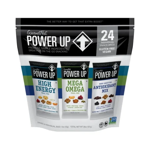 Vista 18 de Power Up Mega Omega Trail Mix Gourmet Nut - Bolsa de mezcla de frutos secos, 14 onzas