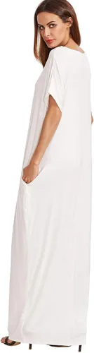 Vista 2 de Verdusa - Vestido largo, de manga corta, holgado, con bolsillos, para mujer, casual